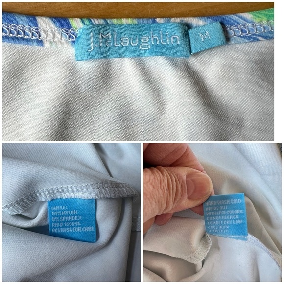 J MCLAUGHLIN ELORA DRESS M WATERCOLOR COASTAL CATALINA CLOTH RUCHED SUMMER CHIC - Picture 13 of 13